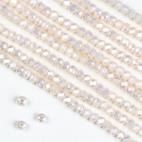 Crystal 2x2mm Opaque Nude Rondelle Beads with an AB finish -Approx. 15.5 inch strand