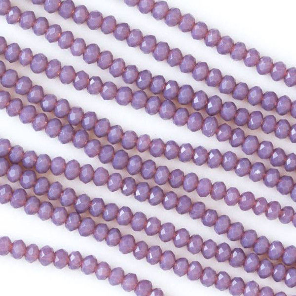 Crystal 2x2mm Opaque Violet Lavender Purple Faceted Rondelle Beads - Approx. 15.5 inch strand