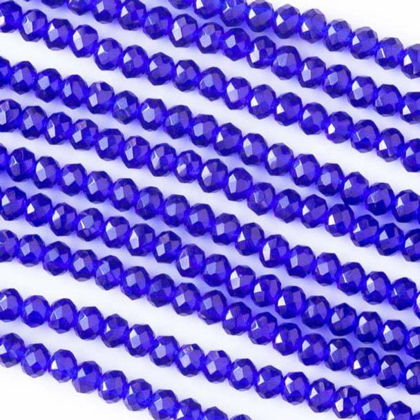 Crystal 2x3mm Cobalt Blue Faceted Rondelle Beads - Approx. 15.5 inch strand