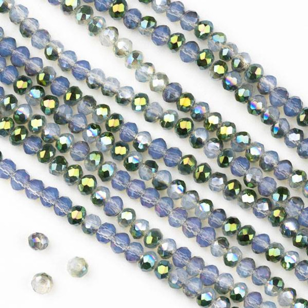 Crystal 2x3mm Fairy Garden Light Blue and Green Faceted Rondelle Beads - Approx. 15.5 inch strand