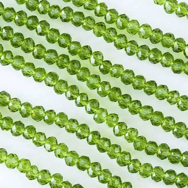 Crystal 2x3mm Green Grass Rondelles - Approx. 15.5 inch strand