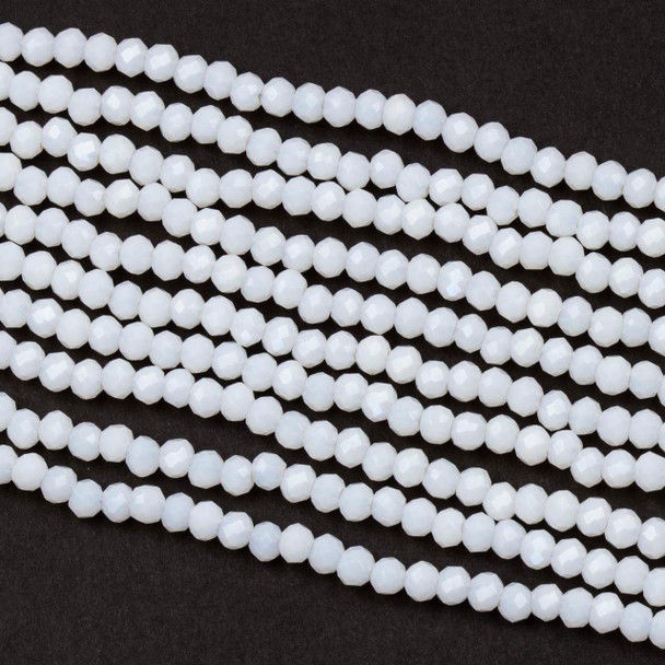 Crystal 2x3mm Opaque White Faceted Rondelle Beads - Approx. 15 inch strand