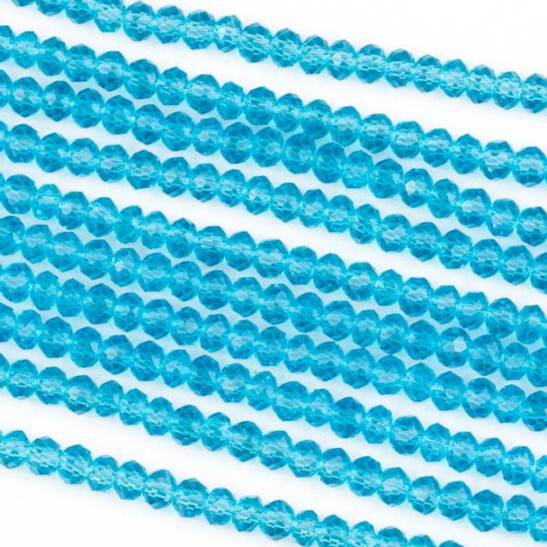 Crystal 2x3mm Sky Blue Rondelle Beads -Approx. 15.5 inch strand