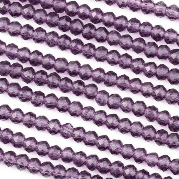 Crystal 3x4mm Lilac Purple Rondelle Beads -Approx. 15.5 inch strand