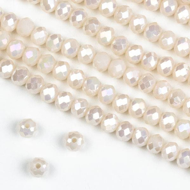 Crystal 3x4mm Opaque Nude Rondelle Beads with an AB finish - Approx. 15.5 inch strand
