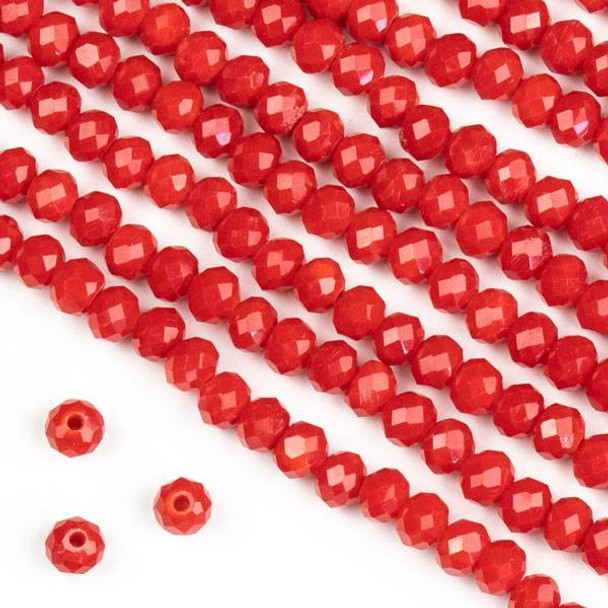 Crystal 3x4mm Opaque Red Rondelle Beads - Approx. 15.5 inch strand