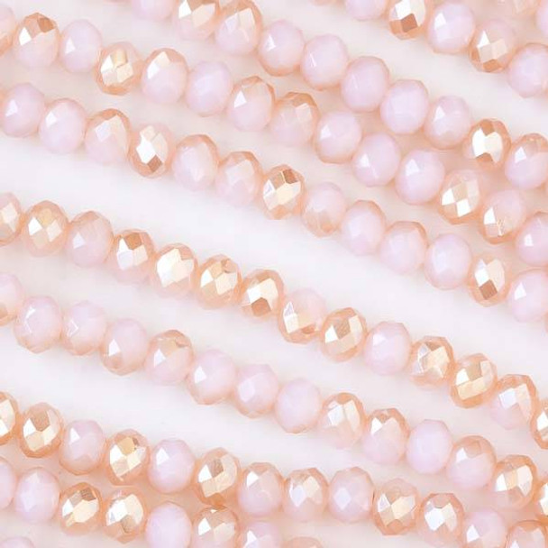 Crystal 3x4mm Opaque Rose Pink and Honey Faceted Rondelle Beads - Approx. 15.5 inch strand