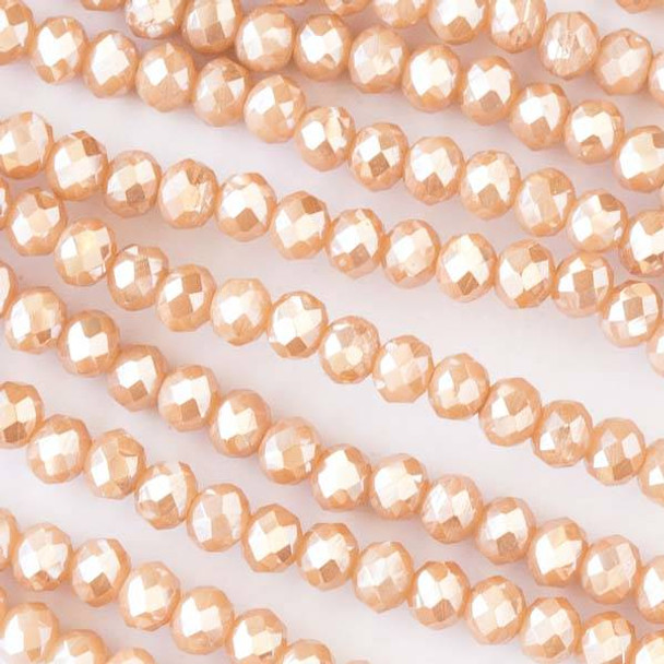 Crystal 3x4mm Opaque Sun Kissed Sand Faceted Rondelle Beads - Approx. 15.5 inch strand