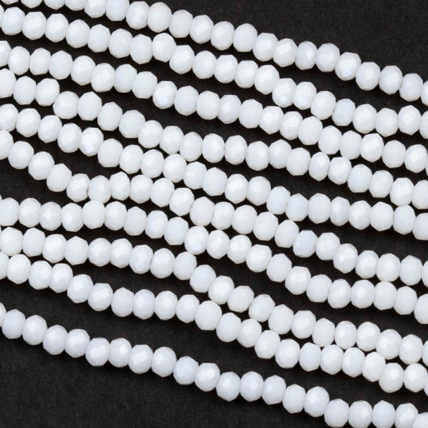 Crystal 3x4mm Opaque White Rondelle Beads - Approx. 15 inch strand