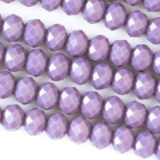 Crystal 4x6mm Opaque Grape Purple Faceted Rondelle Beads - Approx. 15.5 inch strand