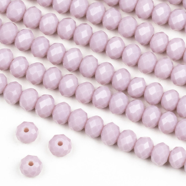 Crystal 4x6mm Opaque Pink Hydrangea Rondelle Beads -Approx. 15.5 inch strand