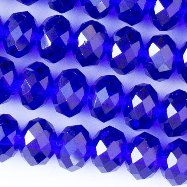 Crystal 6x8mm Cobalt Blue Faceted Rondelle Beads - Approx. 15.5 inch strand