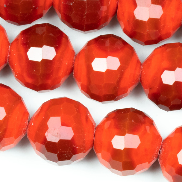 Crystal Faceted 12mm Burnt Reddish Orange Velvet Disco Ball Round - approx. 8 inch strand