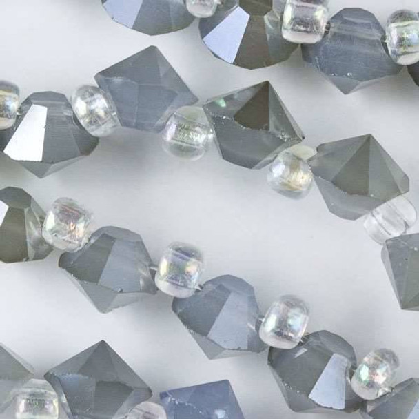 Crystal 6mm Opaque Grey Faceted Rivets - approx. 8 inch strand