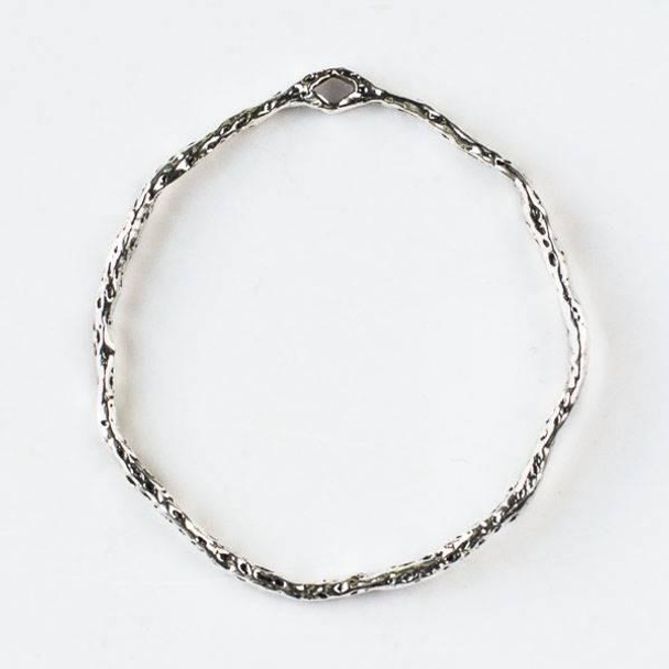 Cherry Tree Beads Silver "Pewter" (zinc-based alloy) 41x45mm Textured Hoop with a Connector Hole at the Top - 2 per bag - CTB-A001s 