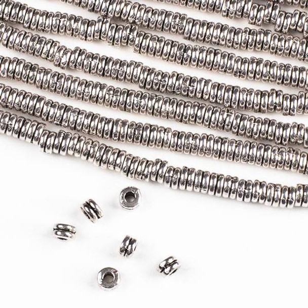 Silver Pewter 2.5x4mm Double Rondelle Spacer Beads - approx. 8 inch strand - CTB01895s