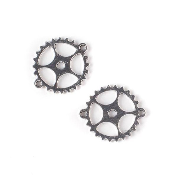 Silver Pewter 24x28mm Gear Link Charm - 10 per bag