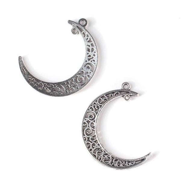 Silver Pewter 29x40mm Moon Pendant - 10 per bag