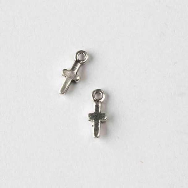 Cherry Tree Beads Silver "Pewter" (zinc-based alloy) 4x11mm Tiny Cross Charm - 10 per bag 