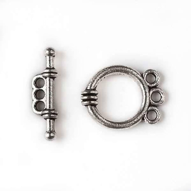 Cherry Tree Beads Silver "Pewter" (zinc-based alloy) 14x18mm Multi 3 Strand Toggle with a 6x20mm bar - 8 per bag - CTB10795s 
