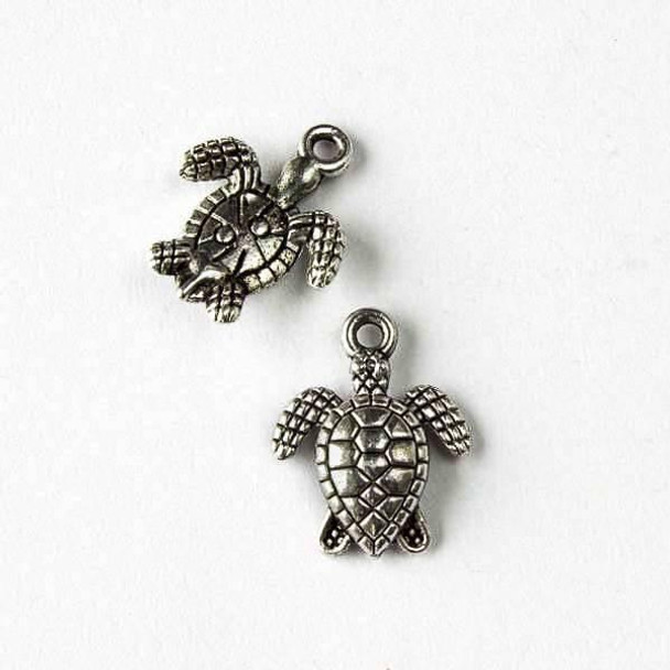 Cherry Tree Beads Silver "Pewter" (zinc-based alloy) 13x16mm Sea Turtle Charm - 10 per bag 