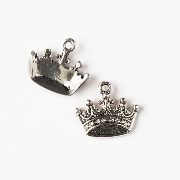 Silver Pewter 16x18mm Princess Crown Charm - 10 per bag