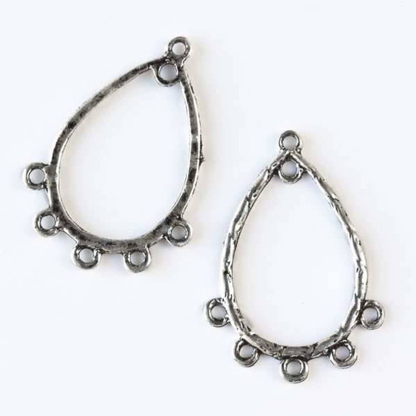 Silver Pewter 26x37mm Textured Teardrop 1:5 Earring Drop - 8 per bag - CTB12673s