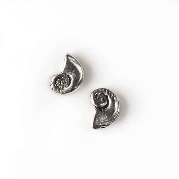 Silver Pewter 8x11mm Snail Shell Beads - 10 per bag