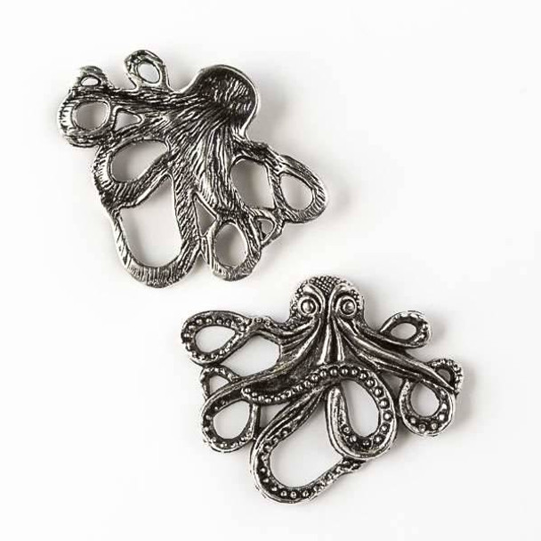 Silver Pewter 36x43mm Octopus Component (no loops) - 3 per bag - CTB15656s