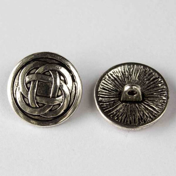 Silver Pewter 17mm Round Button with a Classic Celtic Knot - 10 per bag