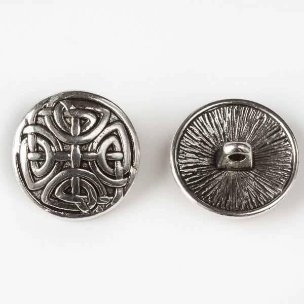 Cherry Tree Beads Silver Pewter 17mm Round Button with a Complex Celtic Design - 10 per bag 