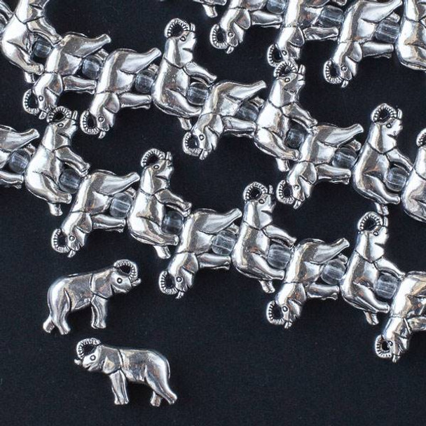 Silver Pewter 11x17mm Elephant Beads - approx. 8 inch strand - CTB16573s