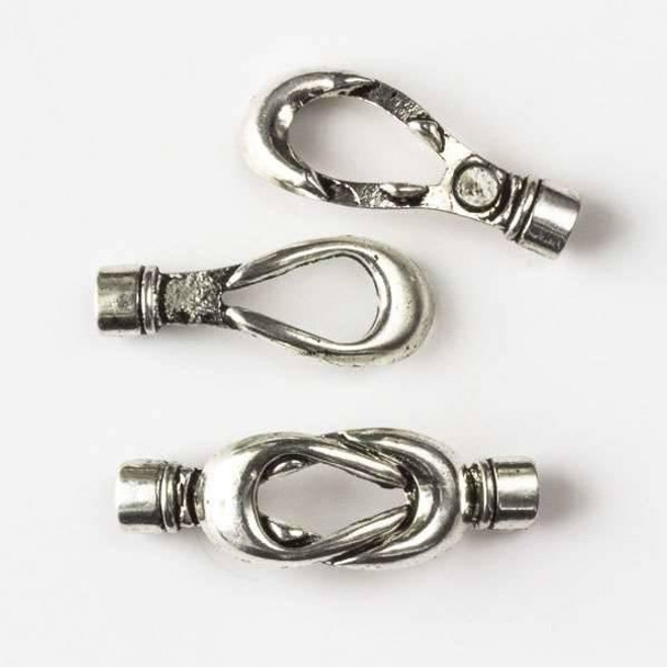 Cherry Tree Beads Silver "Pewter" (zinc-based alloy) 13x38mm Interlocking Magnetic Leather Cord Clasp with a 4x5mm Hole - 2 clasps per bag - CTB16798s 