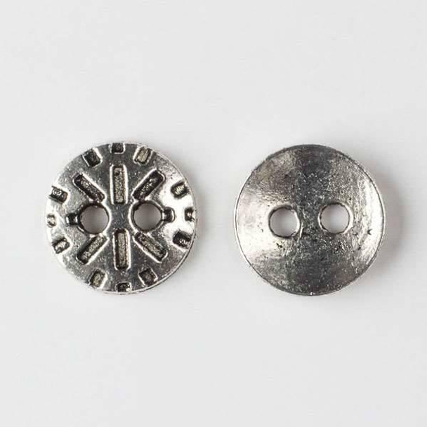 Cherry Tree Beads Silver Pewter 14mm Round Button with Snowflake Design - 10 per bag 