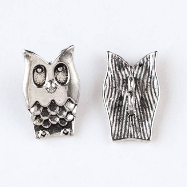 Silver Pewter 15x25 Owl Button - 10 per bag