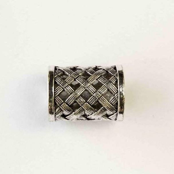 Cherry Tree Beads Silver Pewter 21x28mm Scarf Bail with Lattice Work and an 18mm Large Hole - 1 per bag 