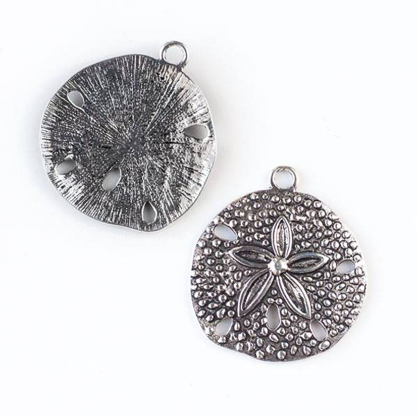 Silver Pewter 30x33mm Sand Dollar Pendant - 2 per bag