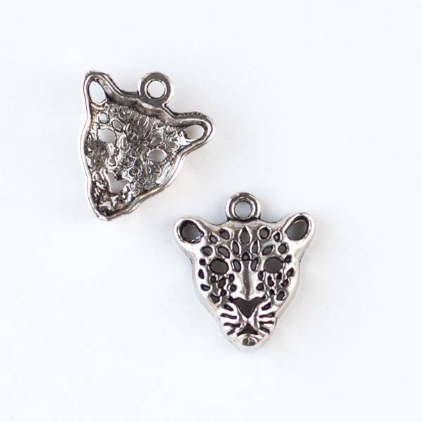 Silver Pewter 18x20mm Leopard Head Charm - 10 per bag