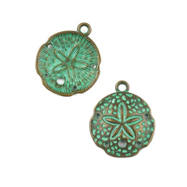 Green Bronze Colored Pewter 21x24mm Sand Dollar Charm - 10 per bag