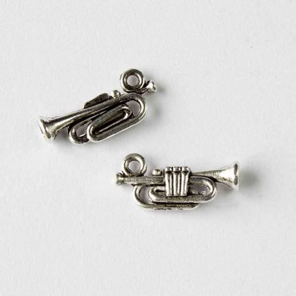 Silver Pewter 8x18mm Trumpet Charm - 10 per bag