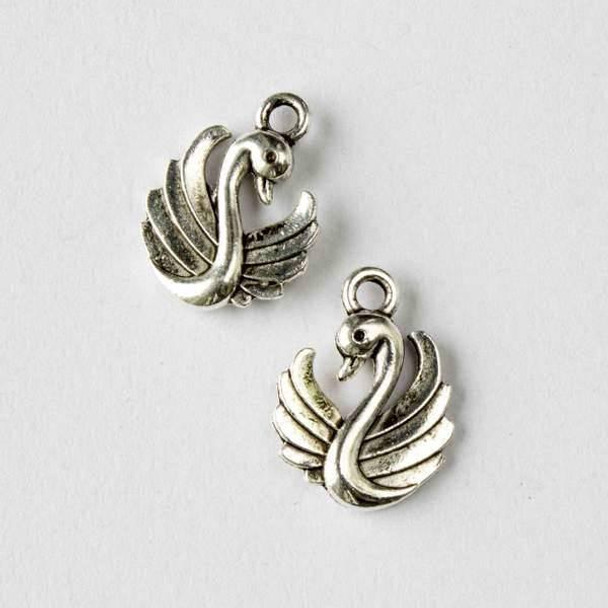 Cherry Tree Beads Silver "Pewter" (zinc-based alloy) 13x17mm Swan Charm - 10 per bag 