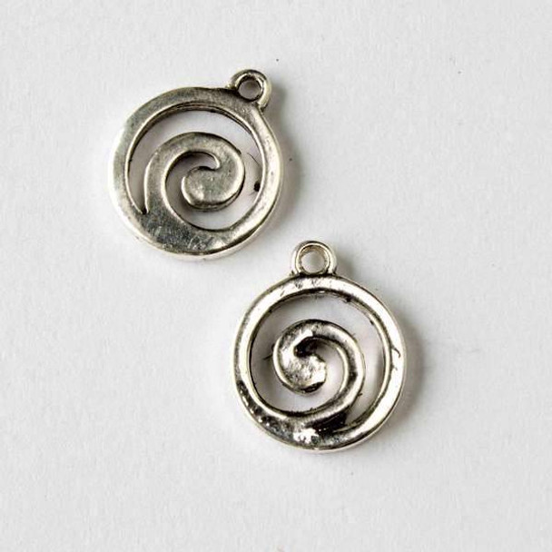 Silver Pewter 14x16mm Wave Coin Charm - 10 per bag