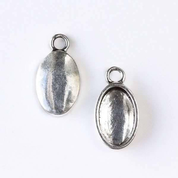 Cherry Tree Beads Silver ""Pewter" (zinc-based alloy)" (zinc-based alloy) 14x26mm Oval Bezel Setting - 6 per bag - CTB49959s 