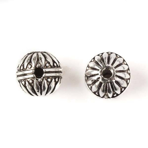 Silver Pewter 11mm Guru Beads with Petals and Stripes - 4 per bag - CTB65960s