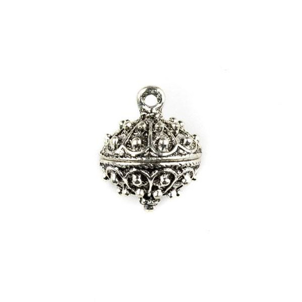 Silver Pewter 16x20mm Bali Style Dotted Bauble Charm - 1 per bag