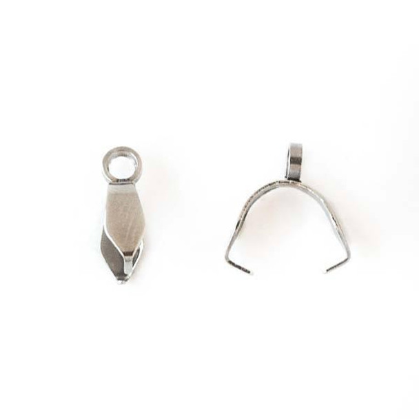 Cherry Tree Beads Stainless Steel 4x11mm Basic Pinch Bail with Loop at Top - 10 per bag - CTBP100203ss 