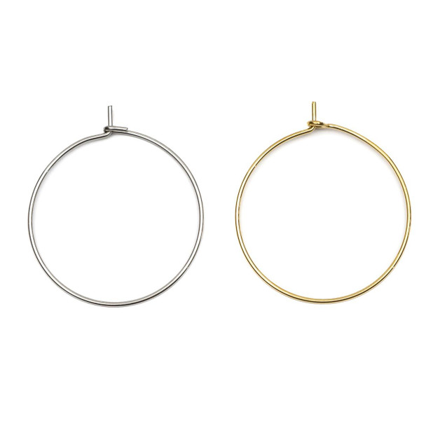Cherry Tree Beads Stainless Steel 25mm Hoop Ear Wires 