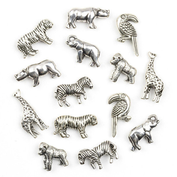 Cherry Tree Beads Silver Pewter African Safari Beads - approx. 8 inch strand 