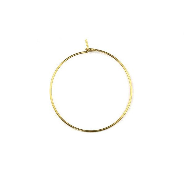 Raw Brass 30mm Hoop Ear Wires - 6 per bag - CTBXJ-028