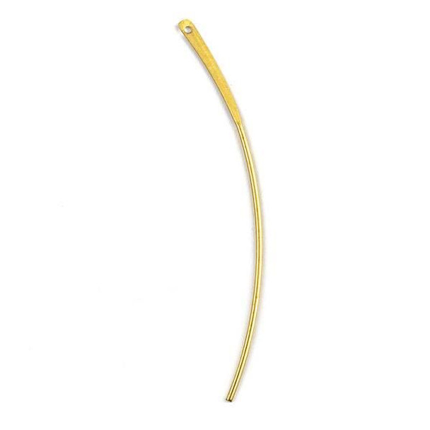 Cherry Tree Beads Raw Brass 2x72mm Curved Bar Drop Components with Flat Top - 6 per bag - CTBYH-016b 